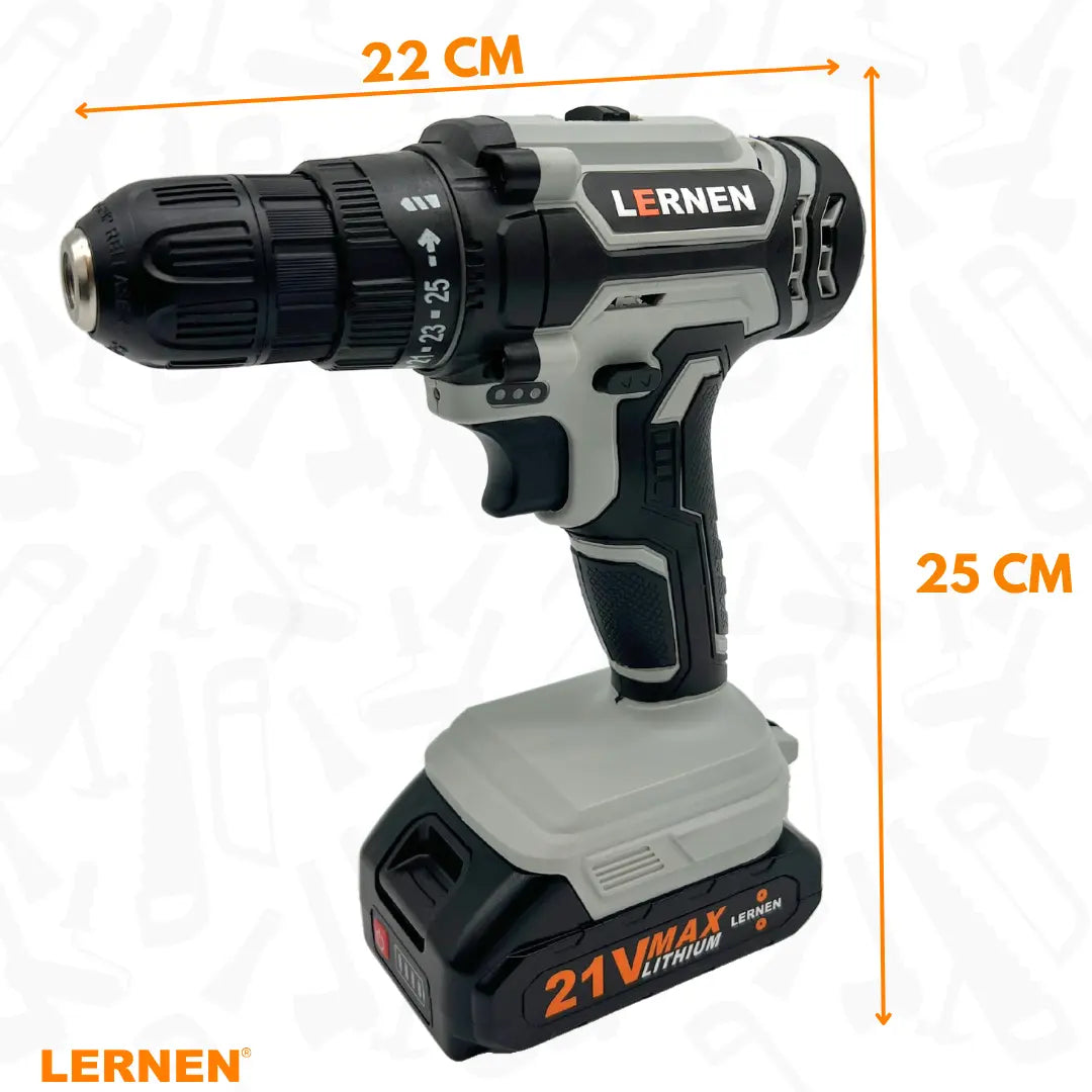 Pack Taladro Inalámbrico 2 Baterías + Taladro Percutor Lernen
