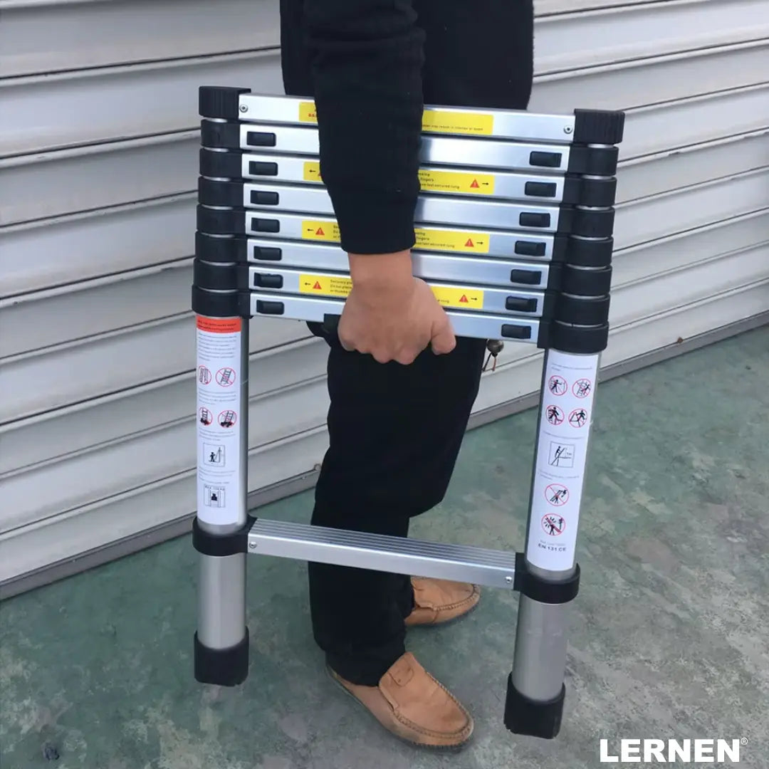 Escalera Telescópica Plegable 2.6 Metros Lernen Color Gris Lernen