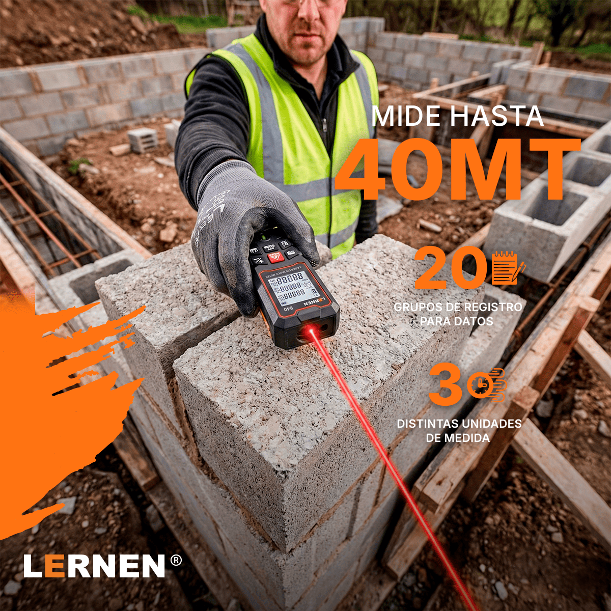 Medidor De Distancia Laser Digital 40m LERNEN