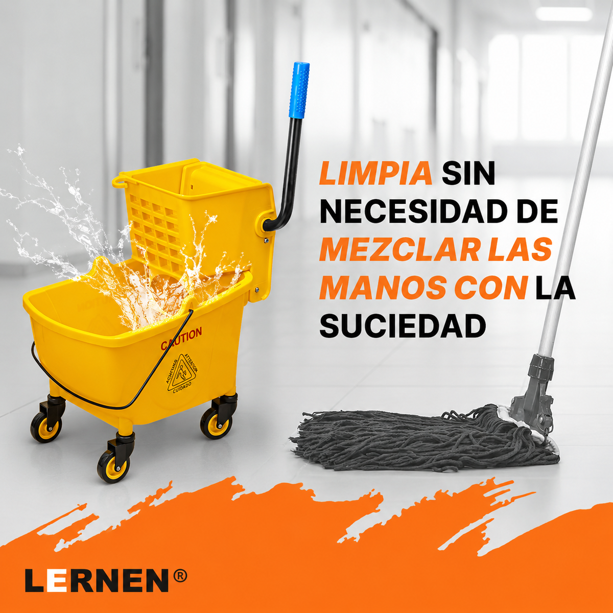 Carro Estrujador De Aseo Mopa 24 litros Amarillo