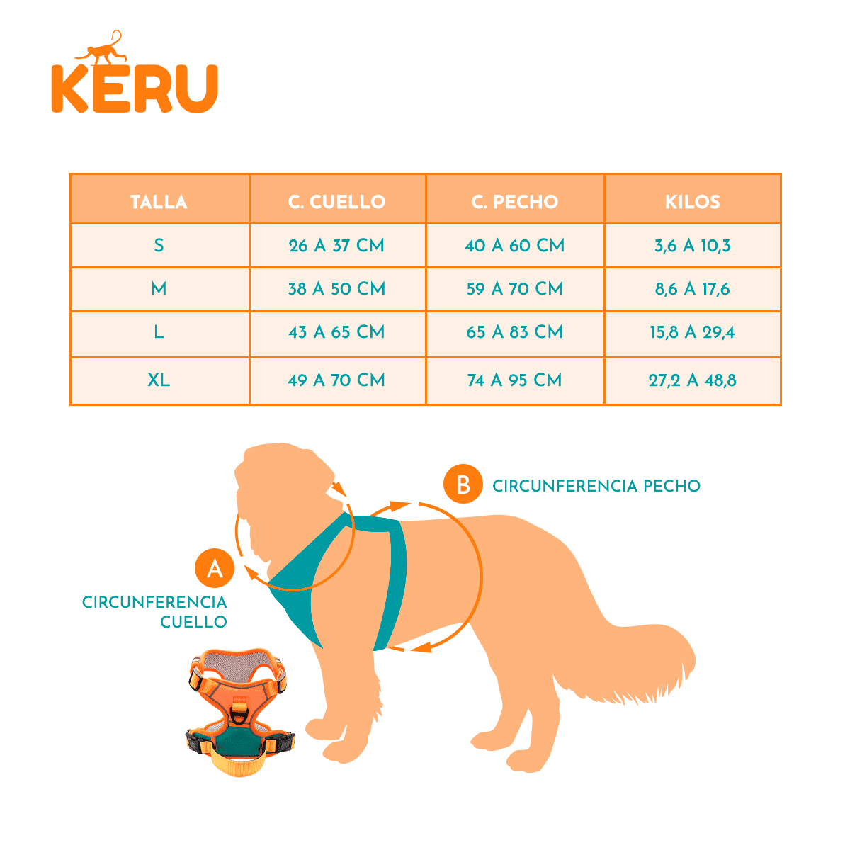 Arnes Mascota Naranjo - Varias Tallas Keru