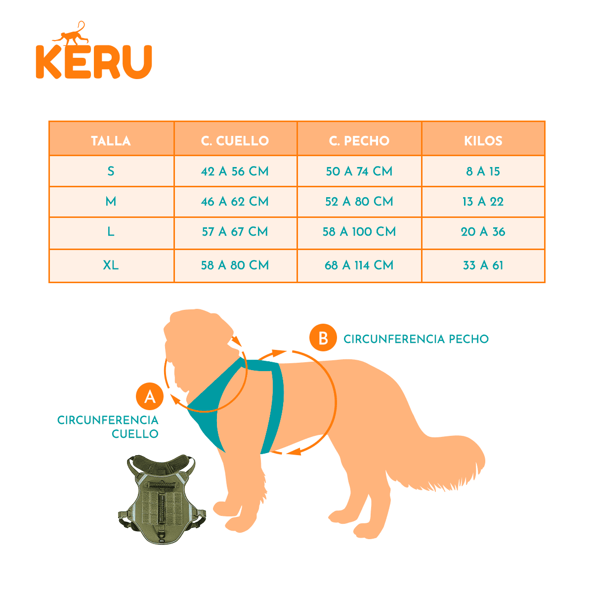 Arnes Mascota Verde - Varias Tallas Keru