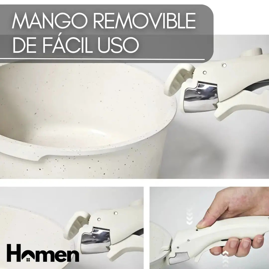 Batería Ollas 11 Piezas Homen - Blanca Homen