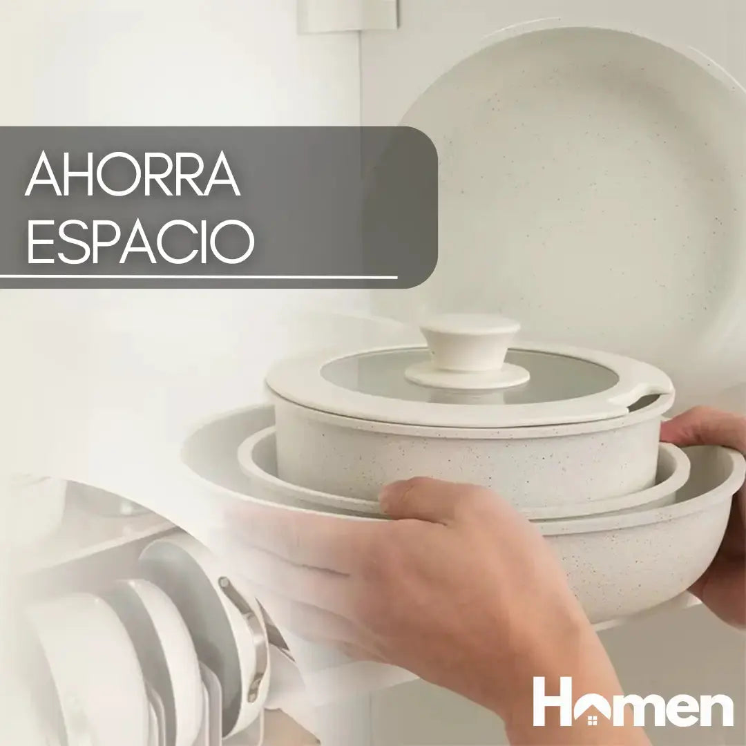 Batería Ollas 11 Piezas Homen - Blanca Homen