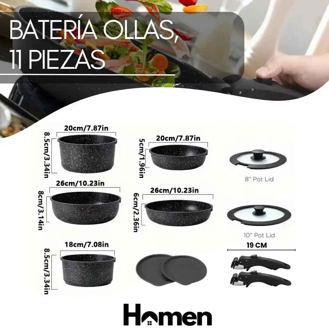 Batería Ollas 11 Piezas Homen Homen