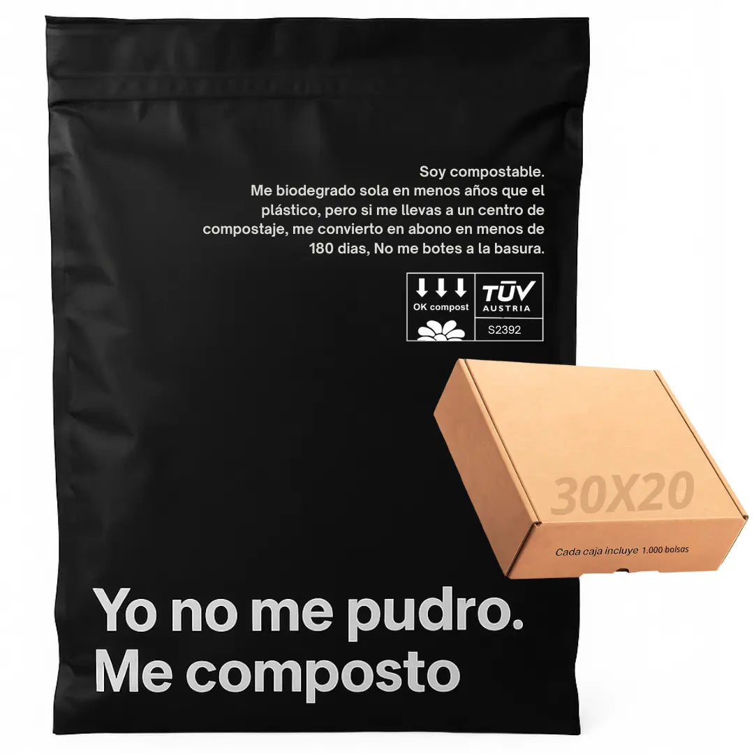 Bolsa Compostable Tipo Courier 20x30 Cm, Caja 1.000 Unidades