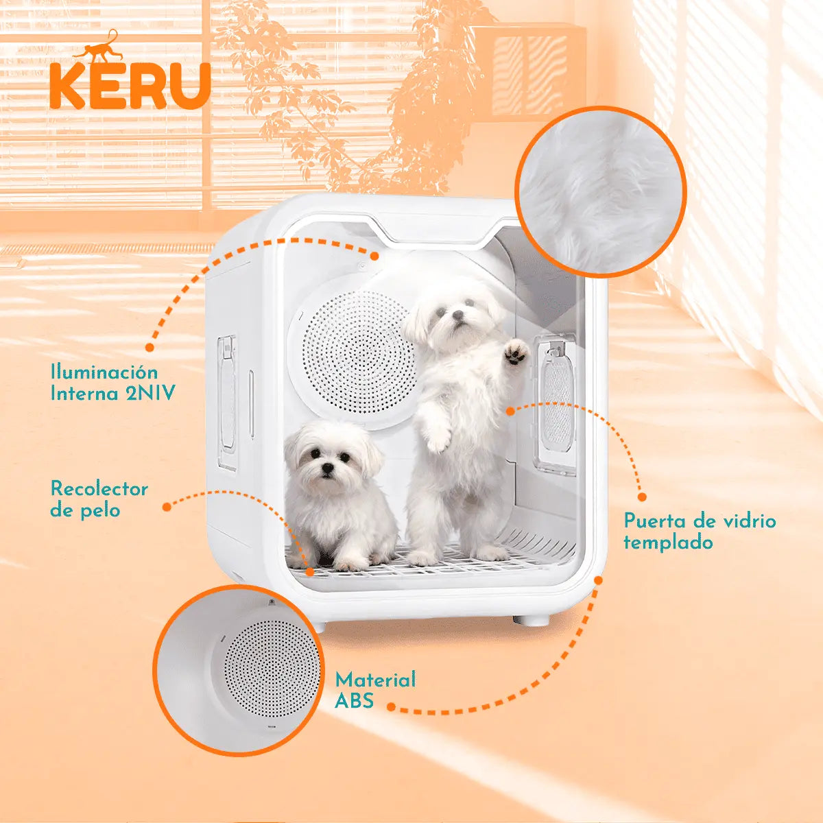 Caja Secadora Inteligente de Mascotas Silenciosa Keru