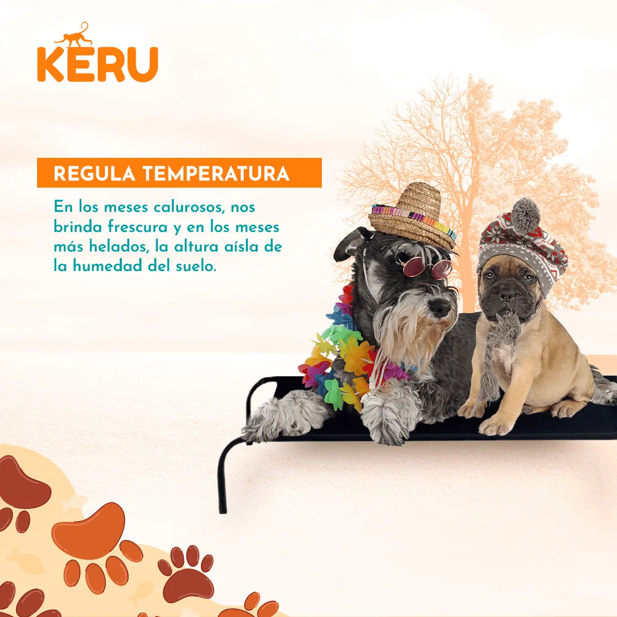 Cama Refrescante En Altura Para Perros y Gatos - Tallas Keru