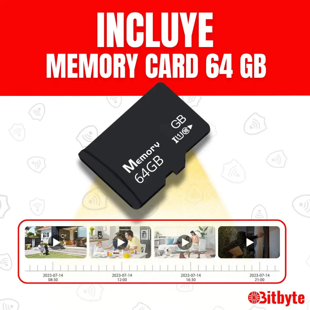 Cámara de seguridad Solar Wifi Exterior Impermeable 4MP + SD 64 GB Lernen