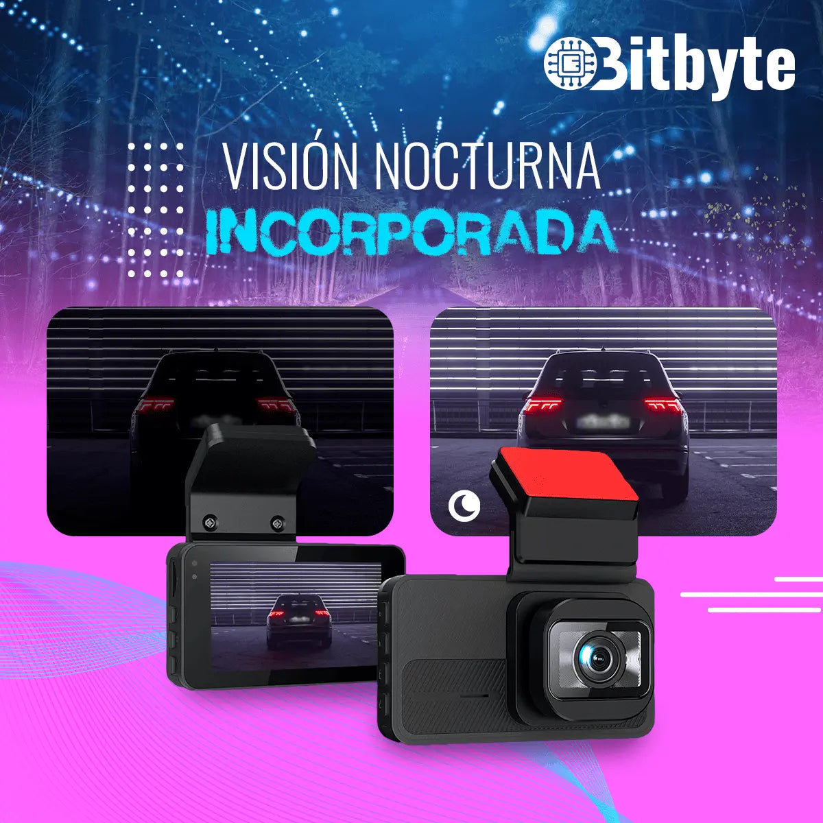 Cámara para Auto Doble Dash Cam Bitbyte 4k Retroceso + App Bitbyte