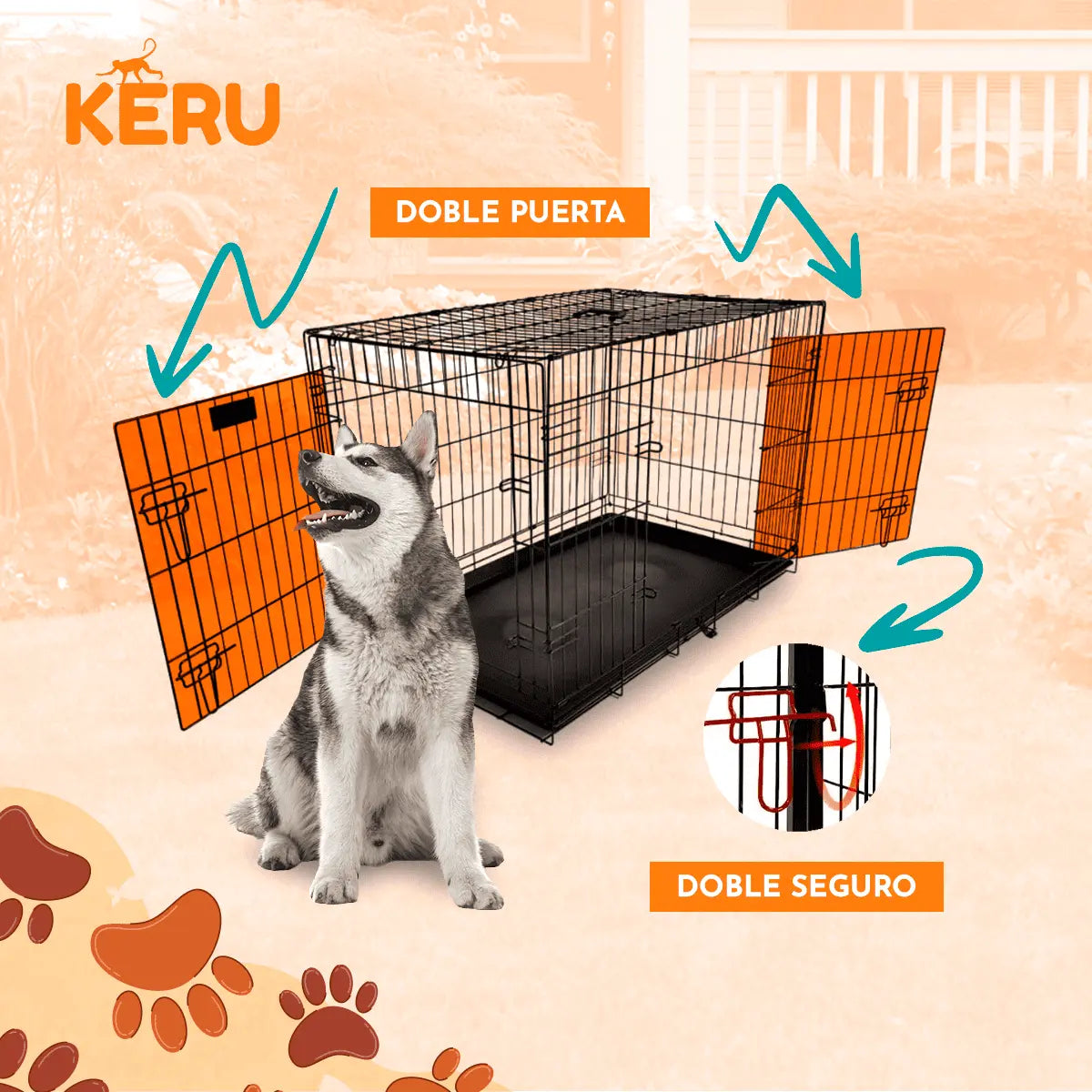 Canil Para Perros Desarmable 2 Puertas - 3 Tamaños Keru