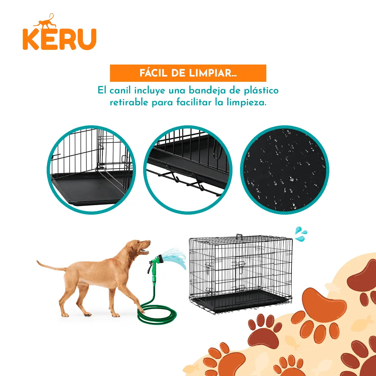 Canil Para Perros Desarmable 2 Puertas - 3 Tamaños Keru