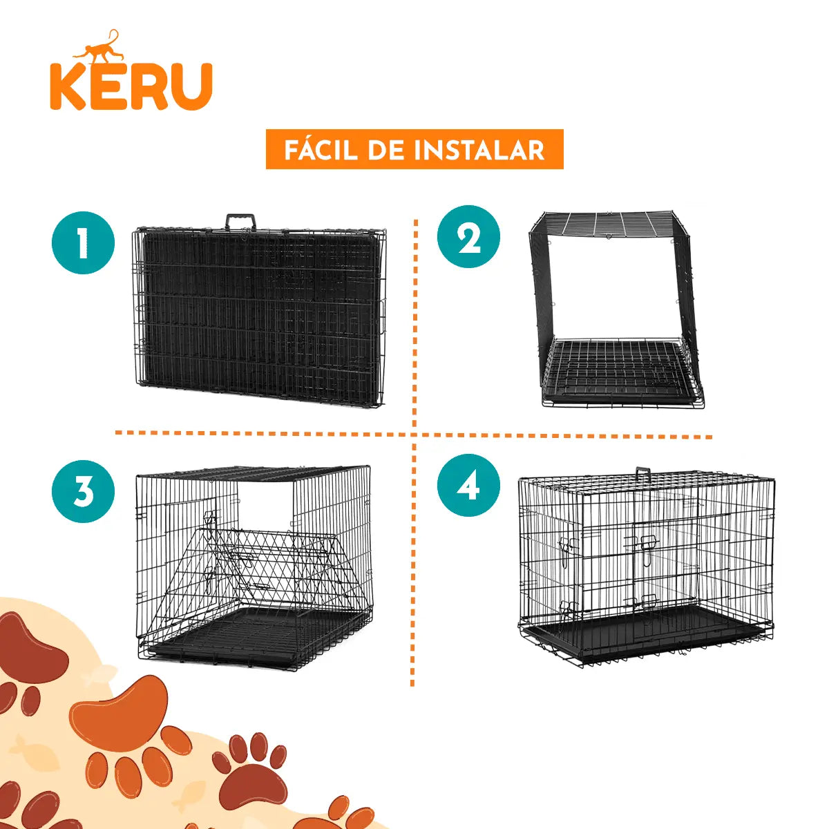 Canil Para Perros Desarmable 2 Puertas - 3 Tamaños Keru