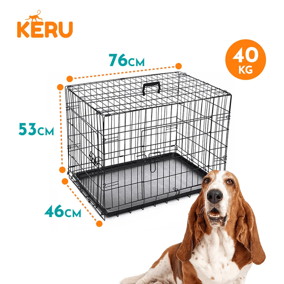 Canil Para Perros Desarmable 2 Puertas - 3 Tamaños Keru