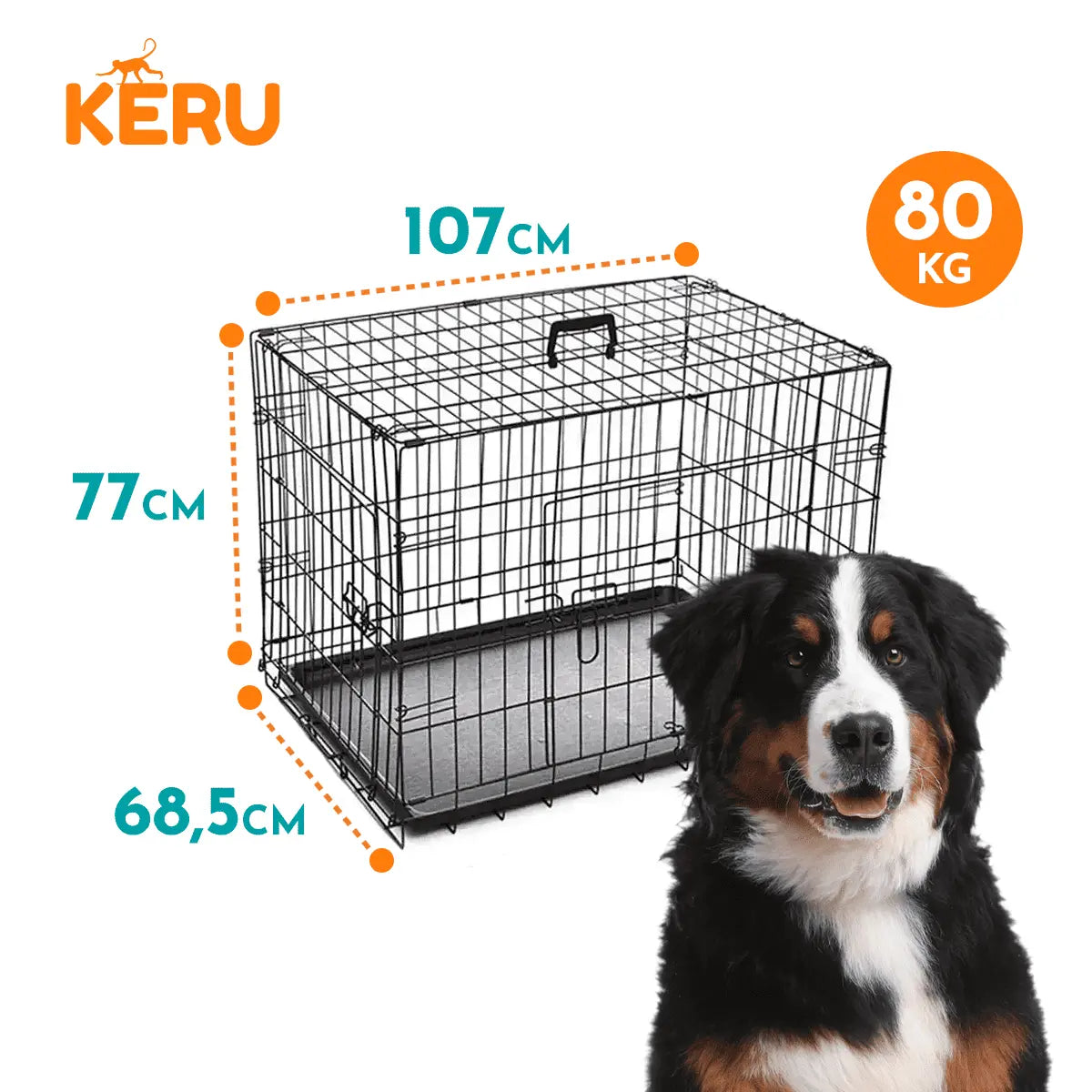 Canil Para Perros Desarmable 2 Puertas - 3 Tamaños Keru