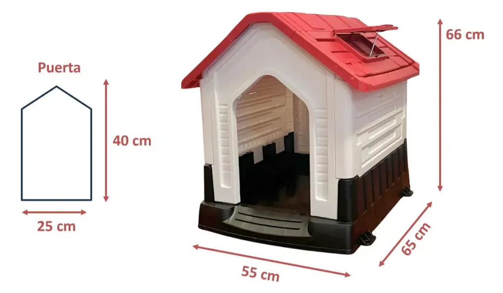 Casa De Perro M Lernen - Con Ventana De Ventilación Color Rojo Keru