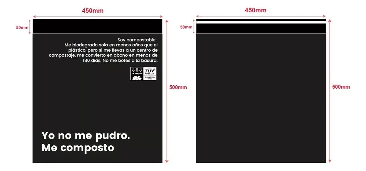 Bolsa Compostable Tipo Courier 45x50 Cm, Caja 300 Unidades Lernen