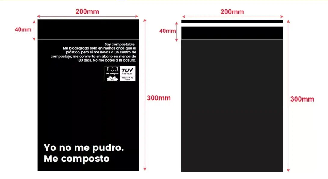 Bolsa Compostable Tipo Courier 20x30 Cm, Caja 1.000 Unidades Lernen