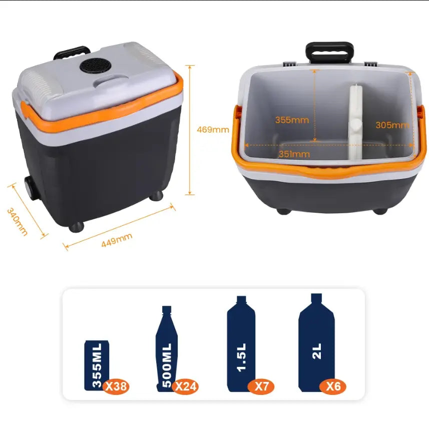 Cooler Pro Portátil con Ruedas 28 Lt 12v Para Autos O Enchufe Ac / Dc Lernen