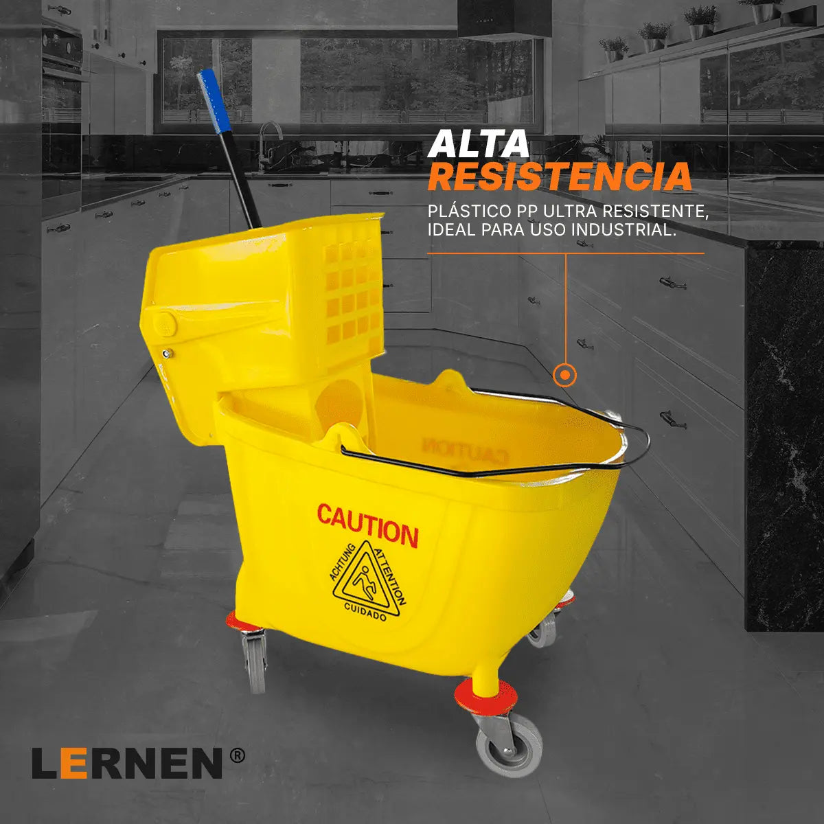 Carro Estrujador De Aseo Mopa 33 litros Amarillo Lernen