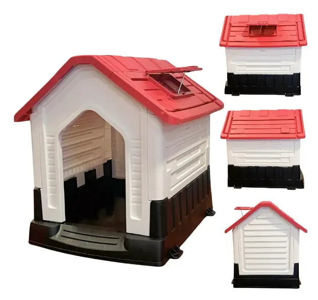 Casa De Perro M Lernen - Con Ventana De Ventilación Color Rojo