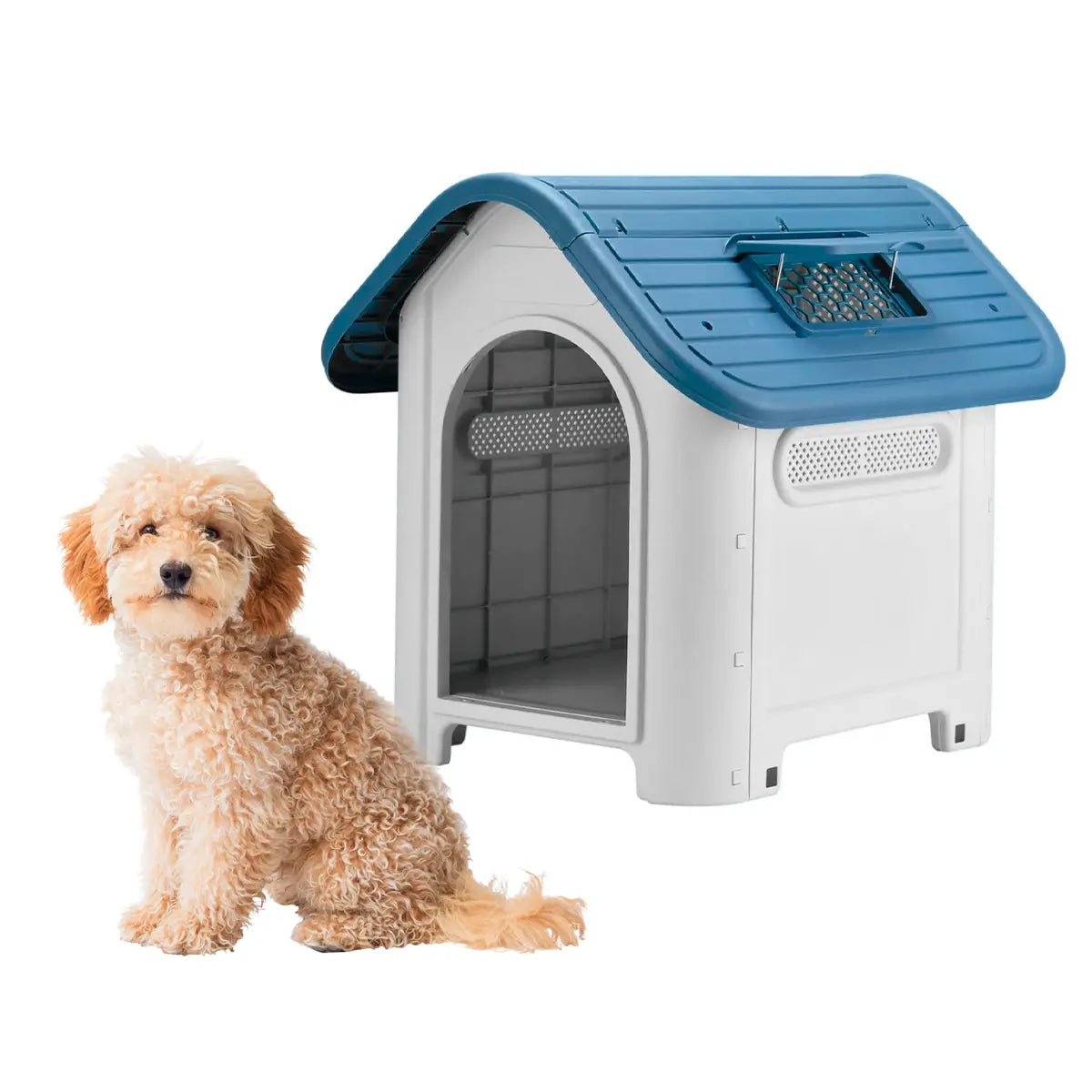 Casa para Perro con Ventana y Techo Azul Keru
