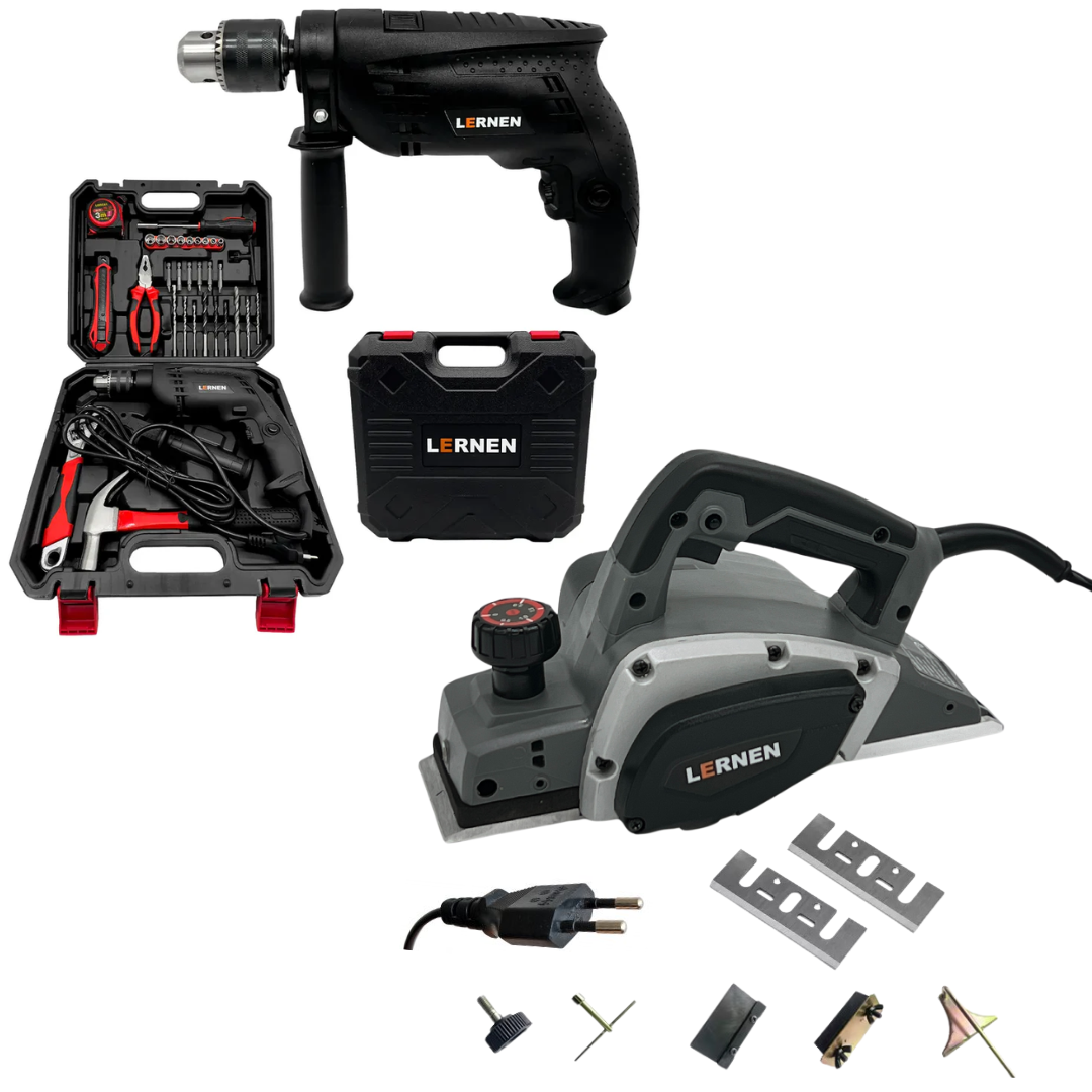 Pack Taladro Percutor + Cepillo Eléctrico Carpintero Lernen Lernen