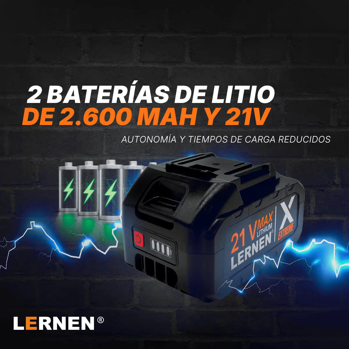 Combo Taladro + Herramientas Eléctricas 10 En 1 LERNEN + Maletín + 2 Baterías Lernen