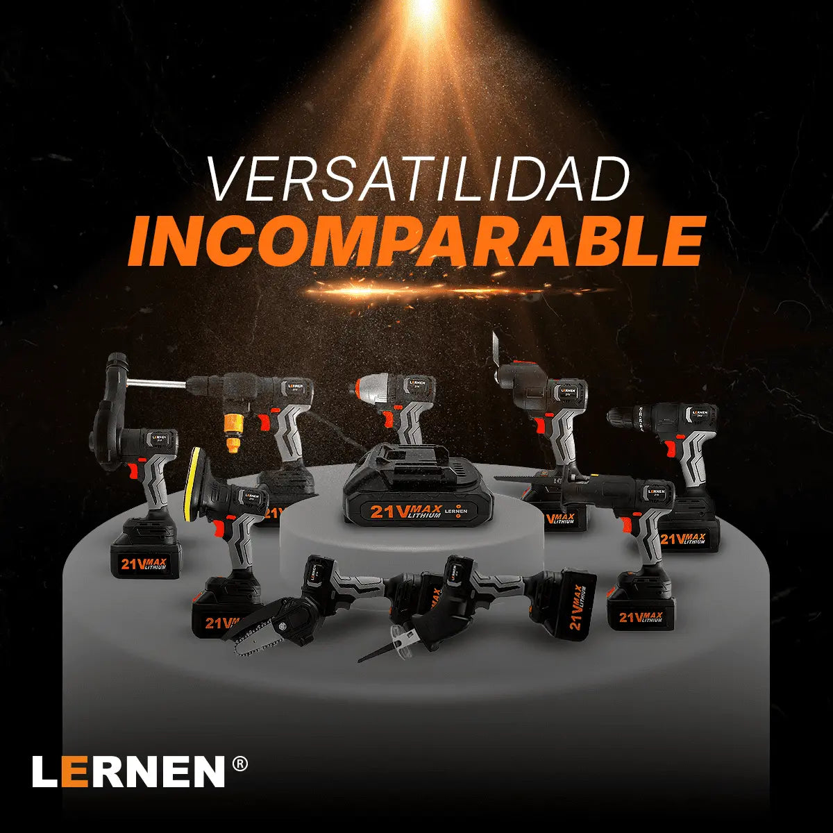 Combo Taladro + Herramientas Eléctricas 10 En 1 LERNEN + Maletín + 2 Baterías Lernen