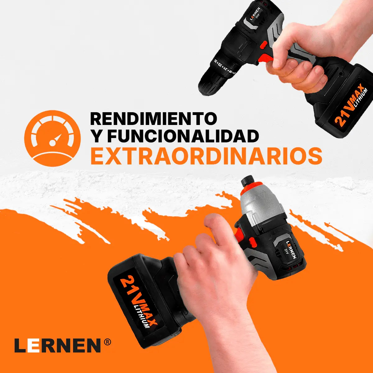Combo Taladro + Herramientas Eléctricas 10 En 1 LERNEN + Maletín + 2 Baterías Lernen