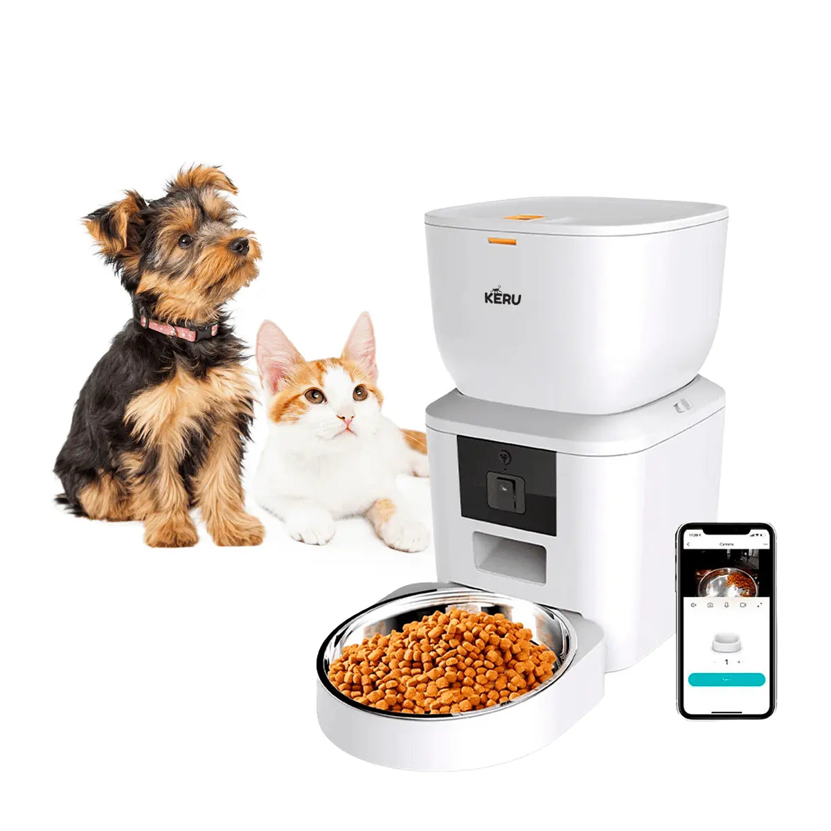 Comedero Automático Wifi Con Cámara Blanco Keru
