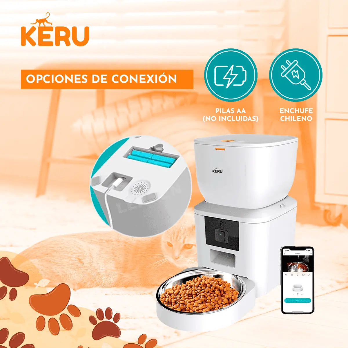 Comedero Automático Wifi Con Cámara Blanco Keru