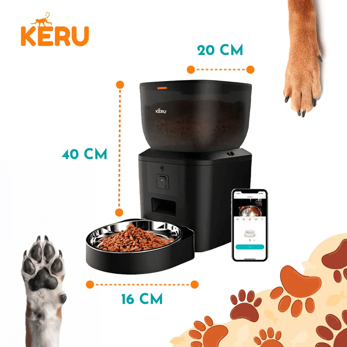 Comedero Automático Wifi Con Cámara Negro Keru