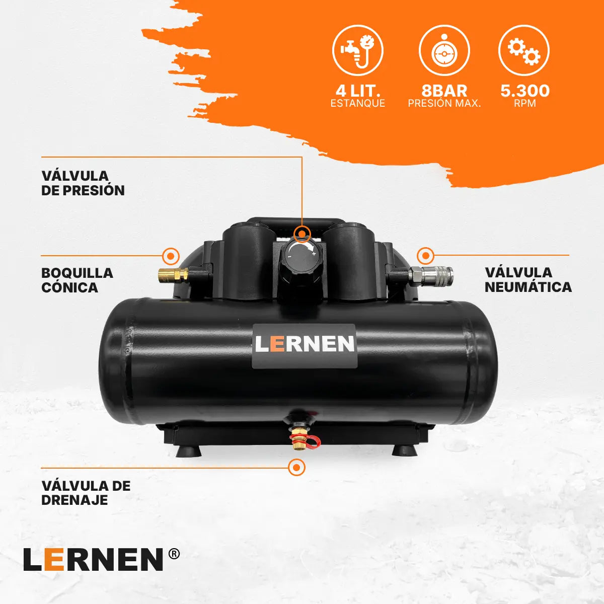 Compresor de Aire Inalámbrico 290 W — 120 PSI / 4 L Lernen