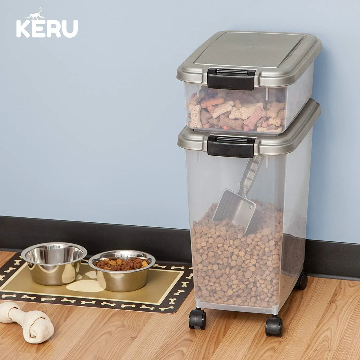 Contenedor De Alimento, Comida, Premios, Perro Gato con Ruedas Keru