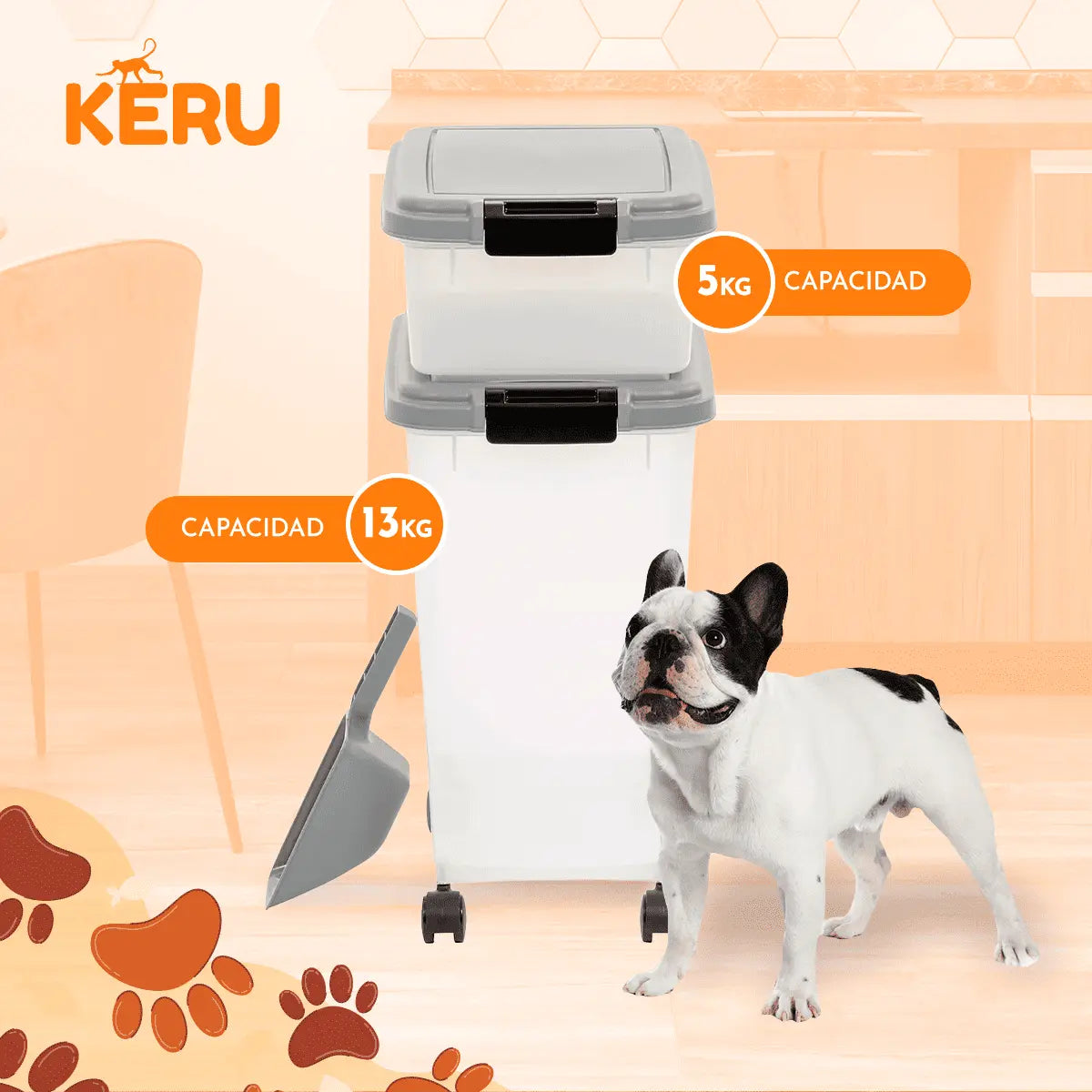Contenedor De Alimento, Comida, Premios, Perro Gato con Ruedas Keru