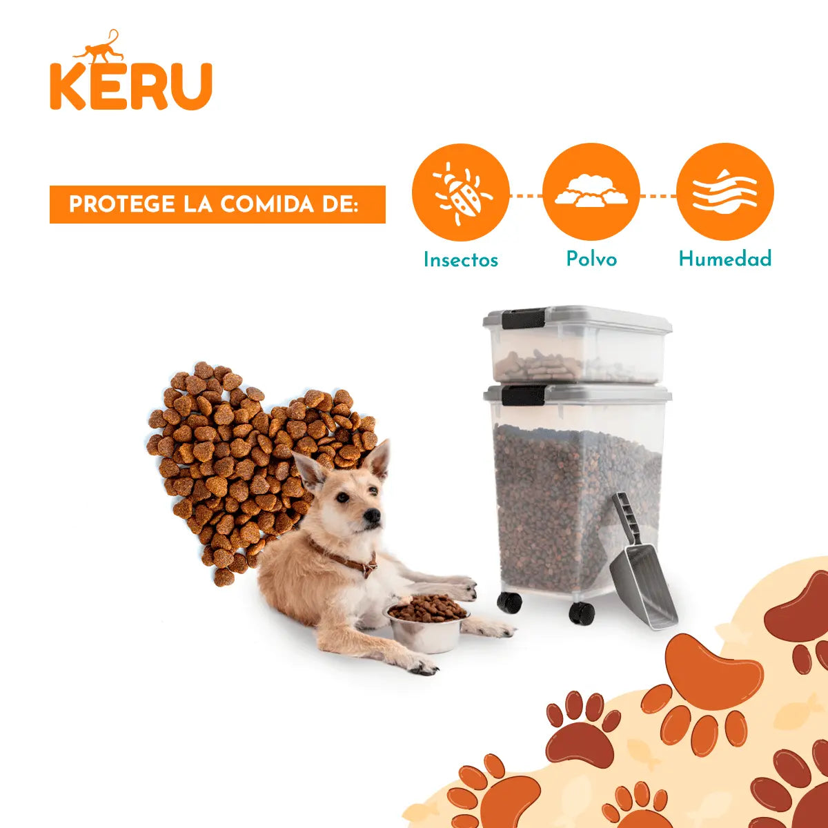 Contenedor De Alimento, Comida, Premios, Perro Gato con Ruedas Keru