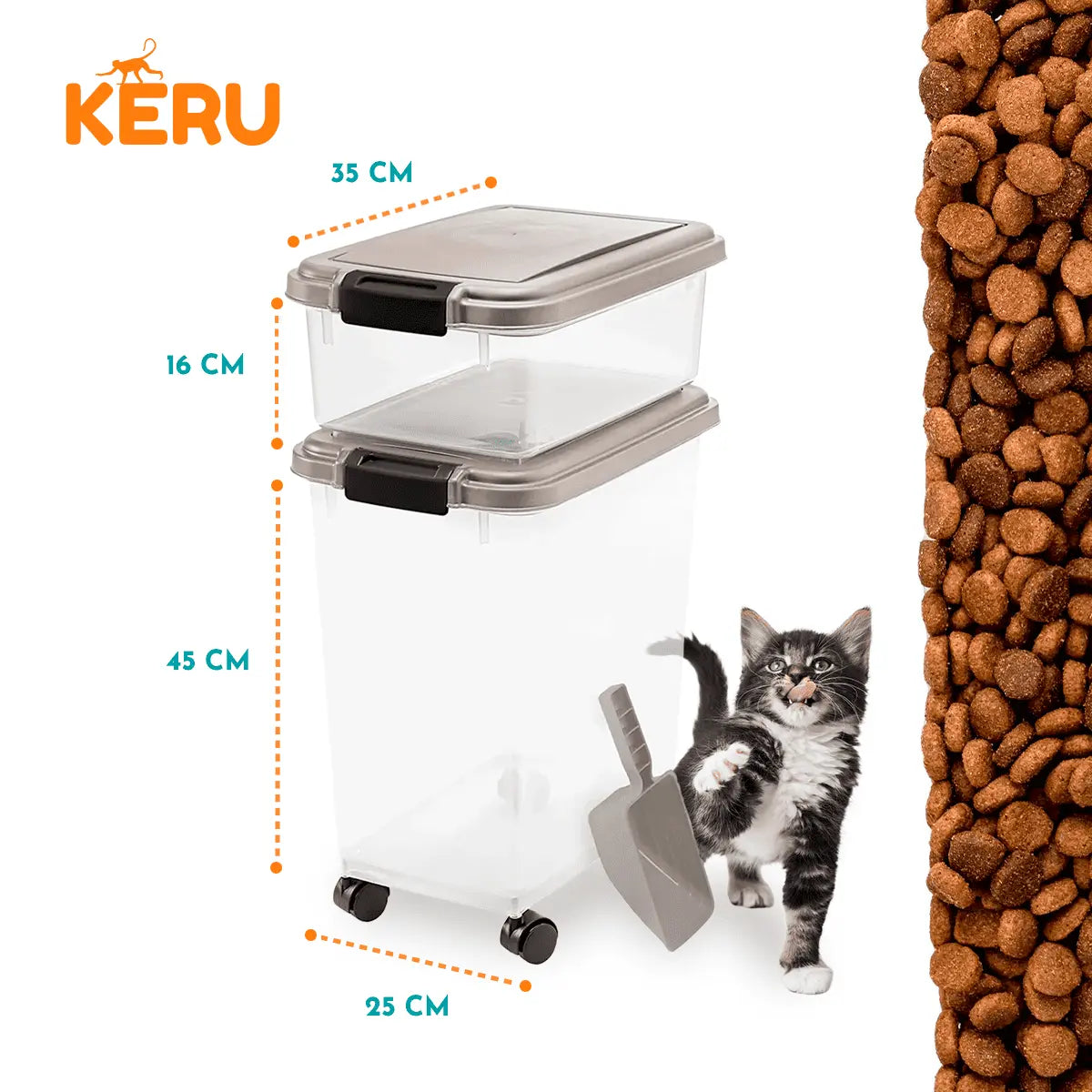 Contenedor De Alimento, Comida, Premios, Perro Gato con Ruedas Keru
