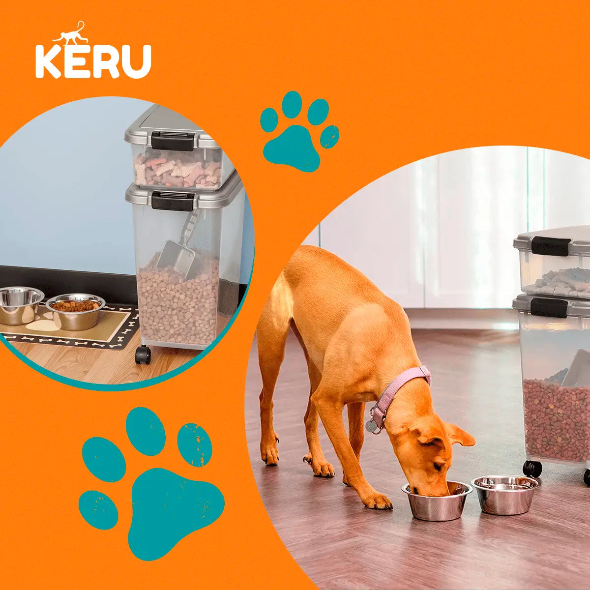 Contenedor De Alimento, Comida, Premios, Perro Gato con Ruedas Keru