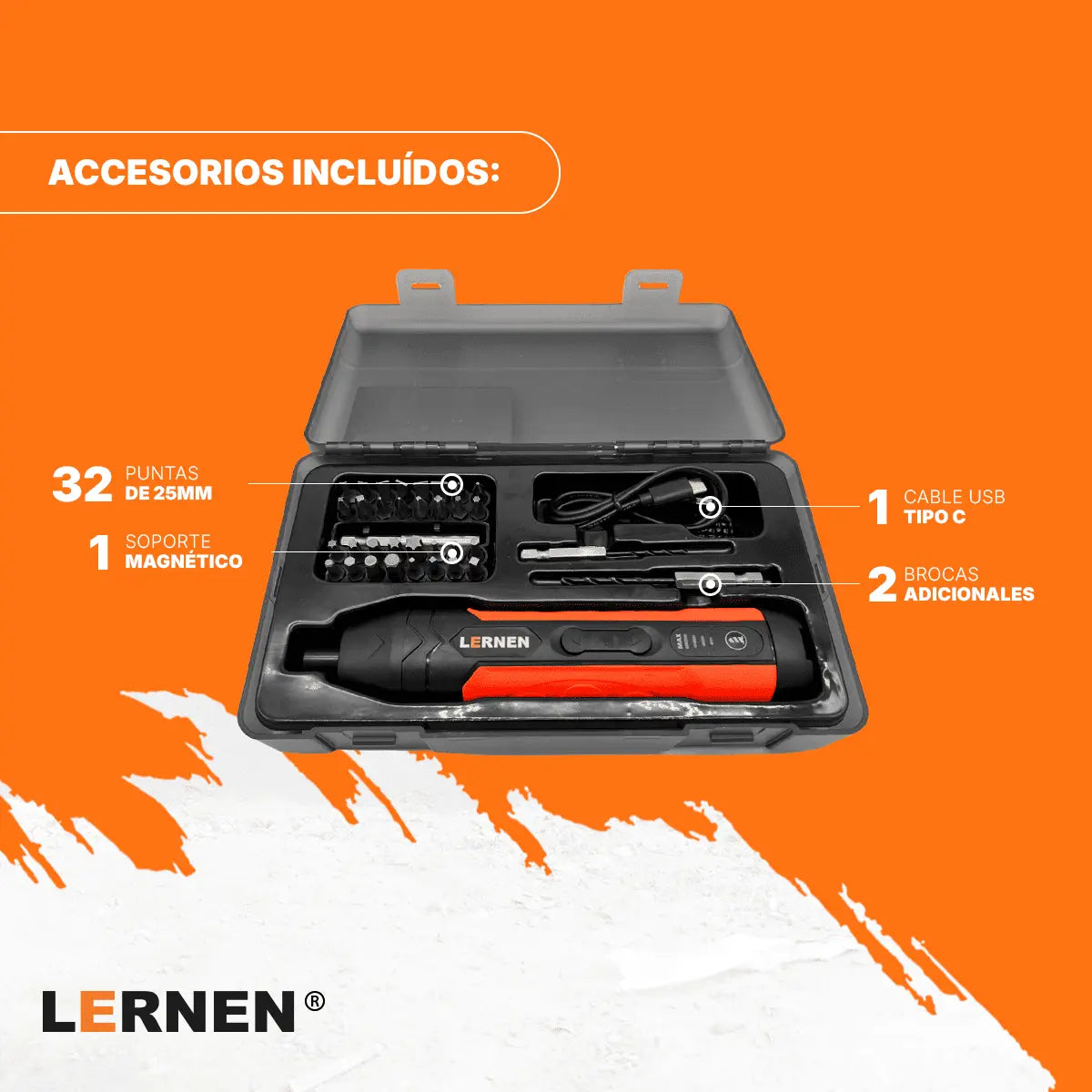 Destornillador inalámbrico mini 3.6 V LERNEN Lernen