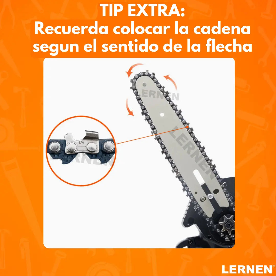 Motosierra Podadora Eléctrica 4 pulgadas LERNEN + 2 Baterías Lernen