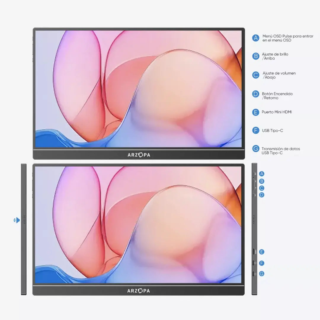 Monitor Portátil Arzopa A1 GAMUT - 15.6" (CON TAPA) Arzopa
