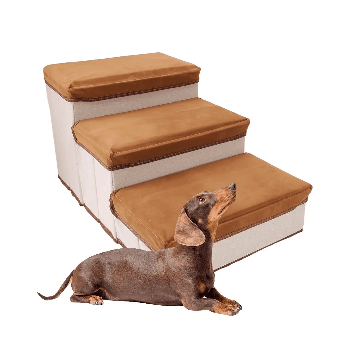 Escalera Para Perros Y Gatos Con Estantes Guardadores Cafe Keru