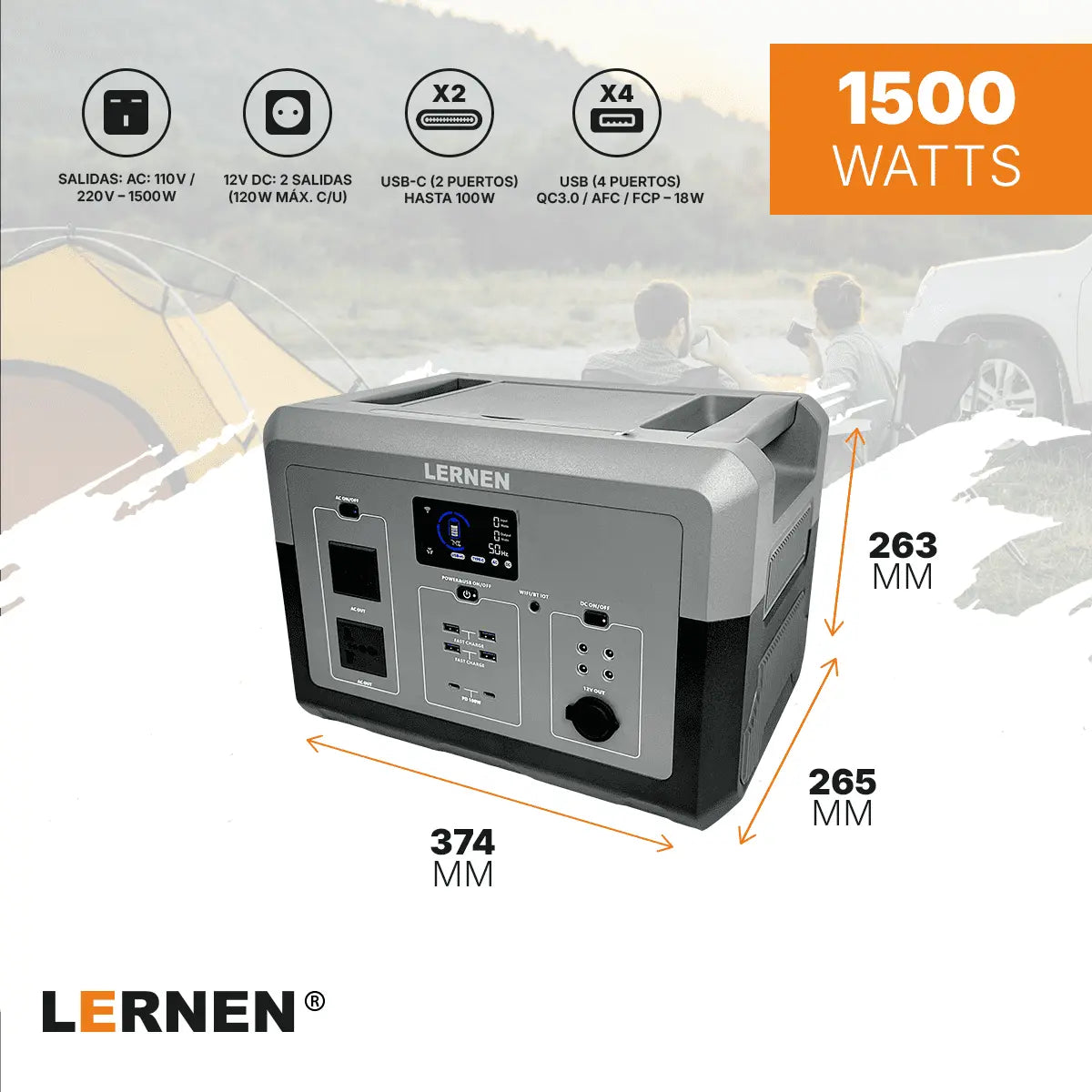 Estación De Energía Portátil Lernen 1.500w Generador Eléctrico Lernen