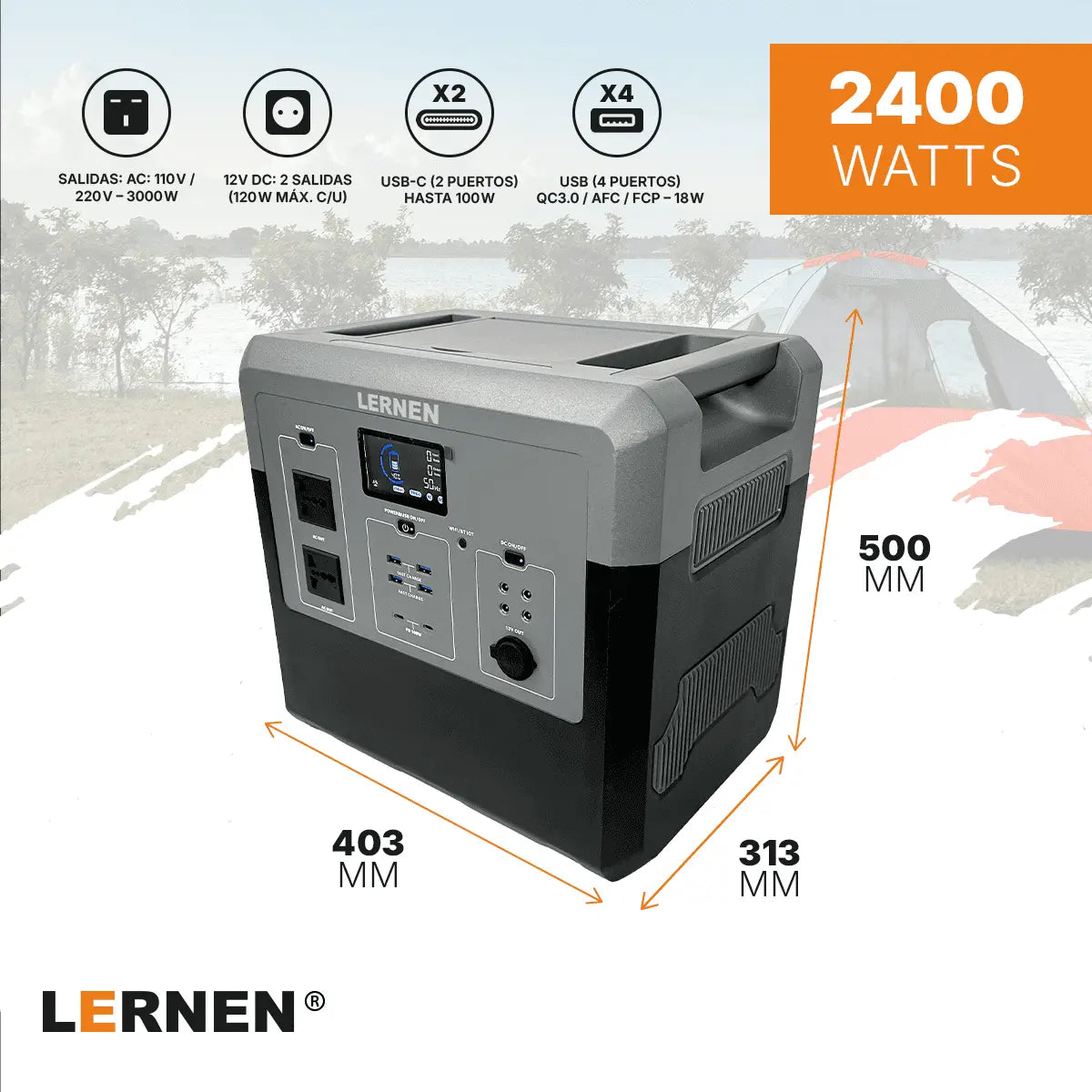 Estación De Energía Portátil Lernen 2400w Generador Eléctrico Lernen