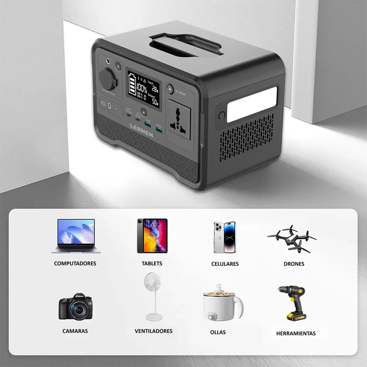 Estación De Energía Portátil Lernen 350w Con Panel Solar Lernen