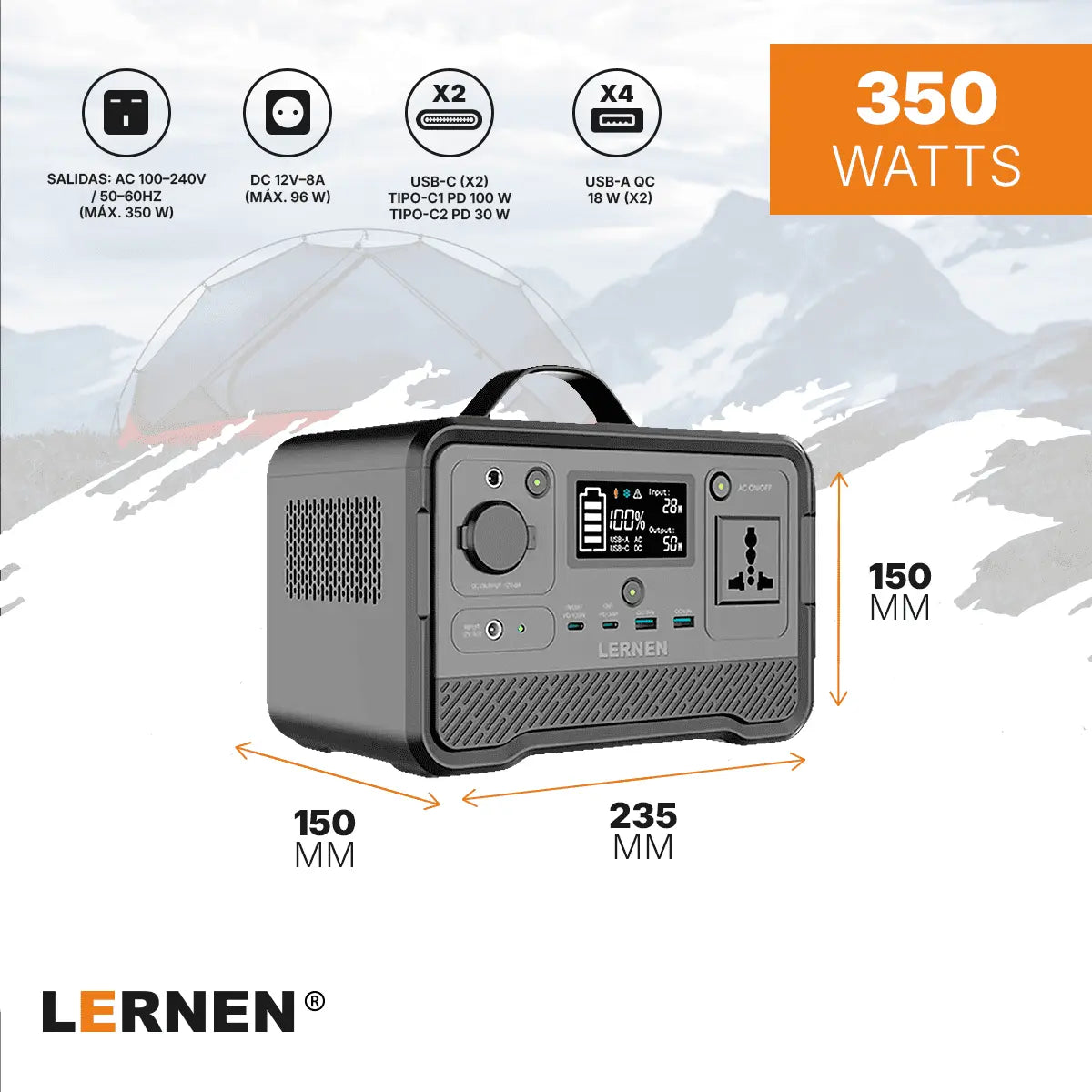 Estación De Energía Portátil Lernen 350w Generador Eléctrico Lernen
