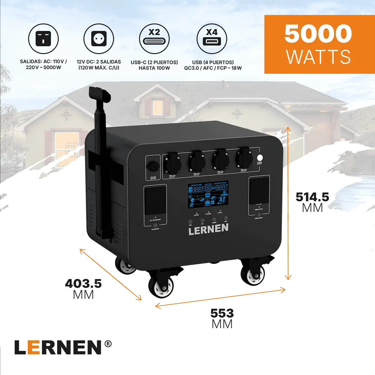 Estación De Energía Portátil Lernen 5000w Generador Eléctrico Lernen