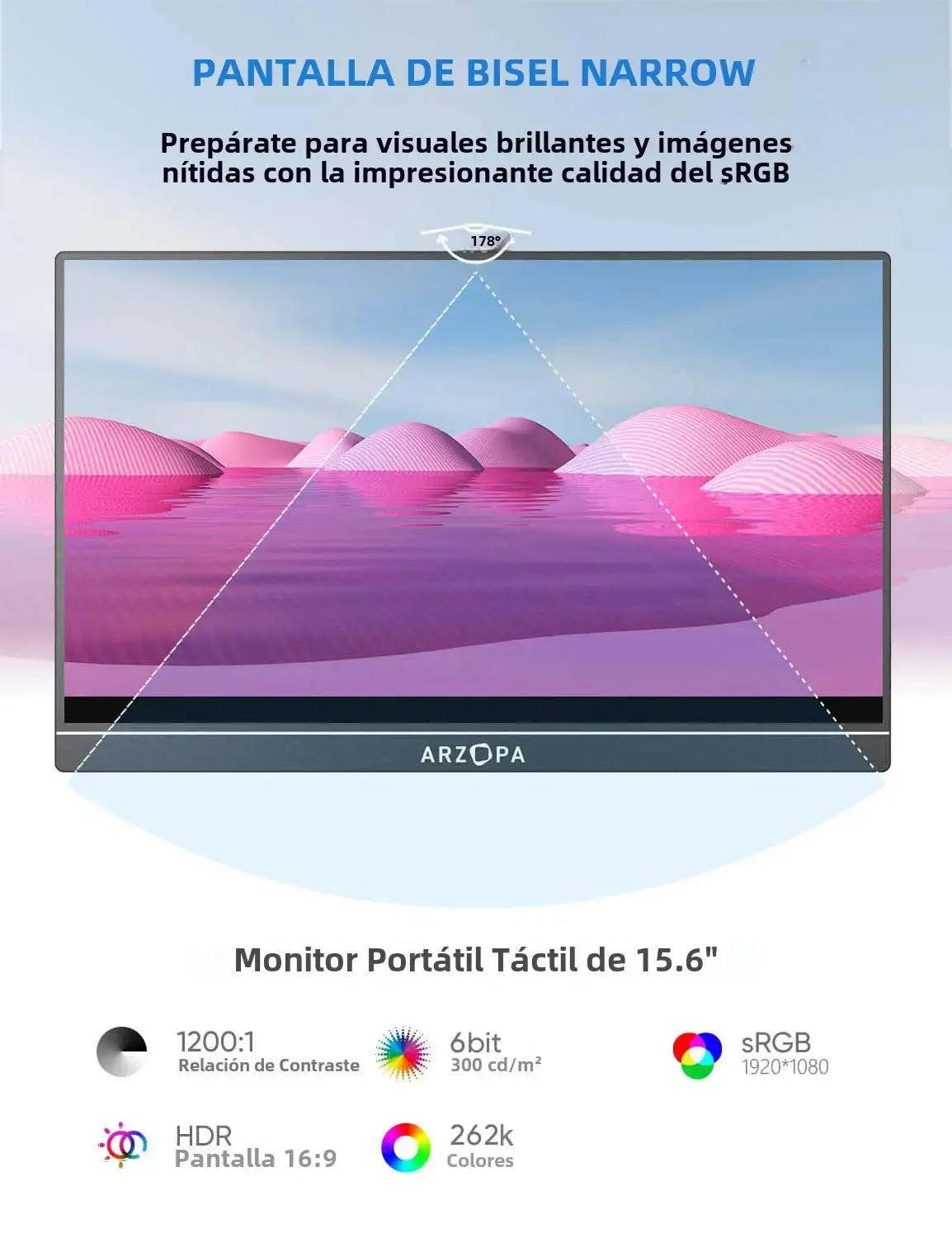 Monitor Portátil Arzopa A1T - 15.6" Touch Arzopa