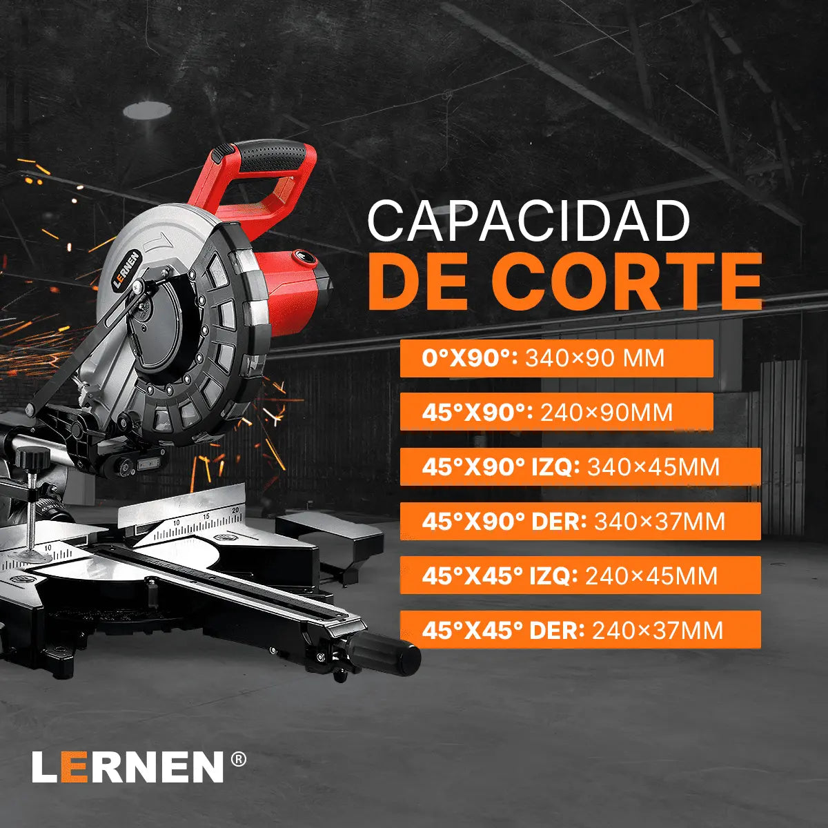 Ingleteadora Eléctrica Dual 1800W Lernen Lernen